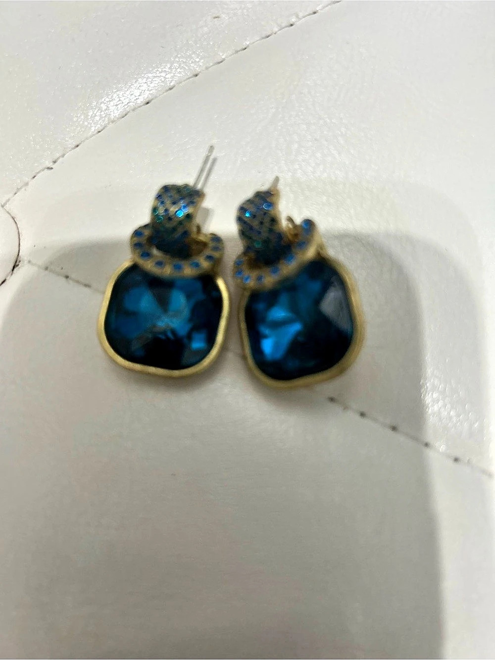 Blue & Gold Drop Earrings Like New